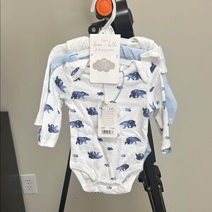 Blue Bear Print Baby Bodysuit